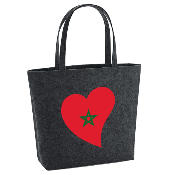 Filz Shopper Marokko Flagge Herz 22 Liter