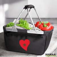 Einkaufskorb faltbar Marokko Flagge Herz 20 Liter Black