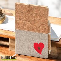 Notizbuch A5 Marokko Flagge Herz 80 Blatt inkl....