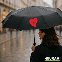 Regenschirm Marokko Flagge Herz 98cm Schwarz