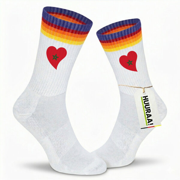 Unisex Socken Marokko Flagge Herz Baumwolle