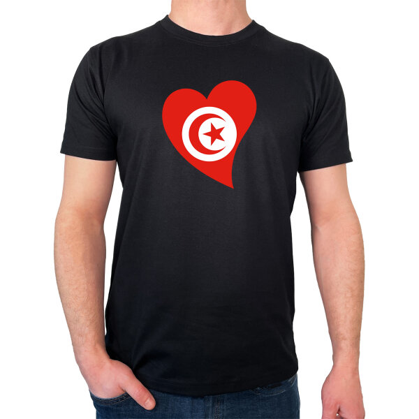 Herren T-Shirt Tunesien Flagge Herz