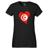 Damen T-Shirt Tunesien Flagge Herz