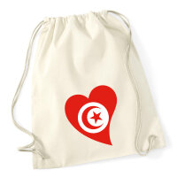 Turnbeutel Tunesien Flagge Herz 12 Liter