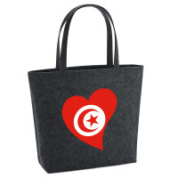 Filz Shopper Tunesien Flagge Herz 22 Liter