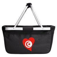 Einkaufskorb faltbar Tunesien Flagge Herz 20 Liter Black