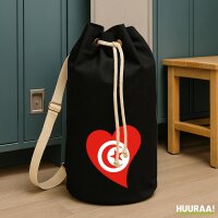 Seesack Tunesien Flagge Herz 20 Liter Black
