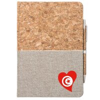 Notizbuch A5 Tunesien Flagge Herz 80 Blatt inkl....