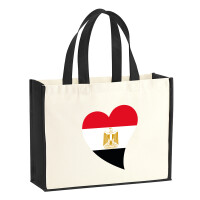 Jutetasche Ägypten Flagge Herz 21 Liter Black
