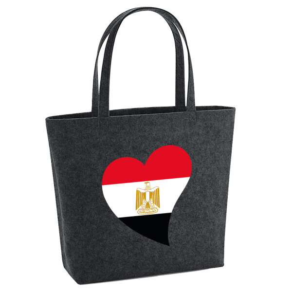 Filz Shopper Ägypten Flagge Herz 22 Liter