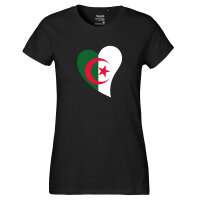 Damen T-Shirt Algerien Flagge Herz