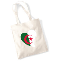 Jutebeutel Algerien Flagge Herz 10 Liter