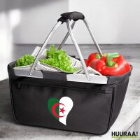 Einkaufskorb faltbar Algerien Flagge Herz 20 Liter Black