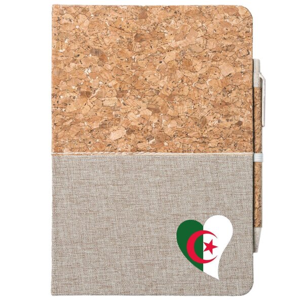 Notizbuch A5 Algerien Flagge Herz 80 Blatt inkl. Kugelschreiber