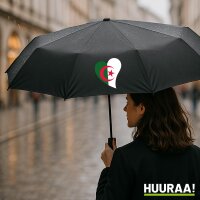Regenschirm Algerien Flagge Herz 98cm Schwarz