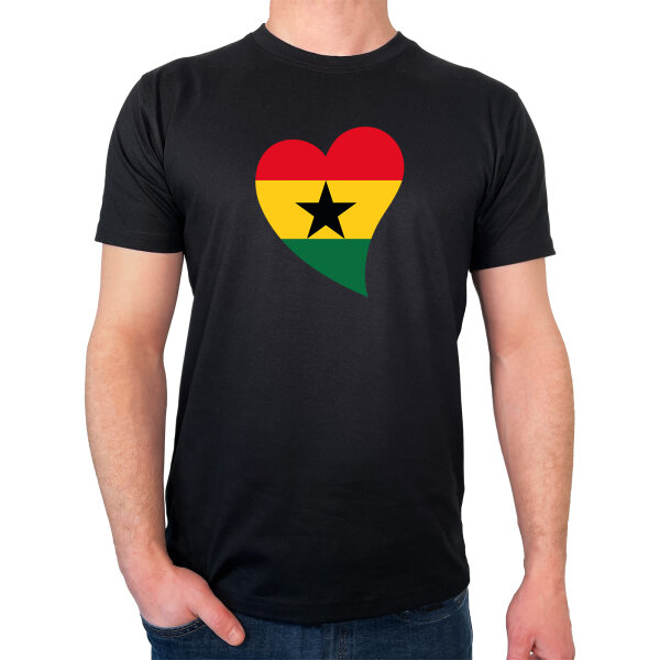 Herren T-Shirt Ghana Flagge Herz