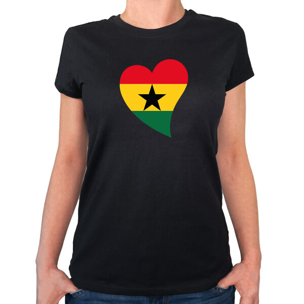 Damen T-Shirt Ghana Flagge Herz