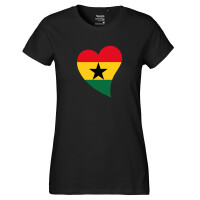 Damen T-Shirt Ghana Flagge Herz