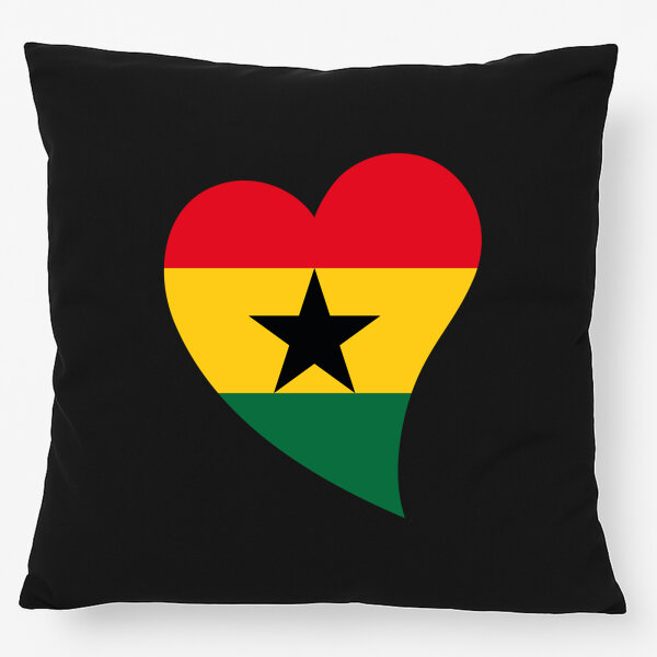 Kissen Ghana Flagge Herz 40x40cm