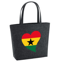 Filz Shopper Ghana Flagge Herz 22 Liter