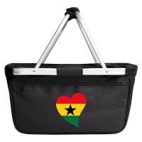Einkaufskorb faltbar Ghana Flagge Herz 20 Liter Black