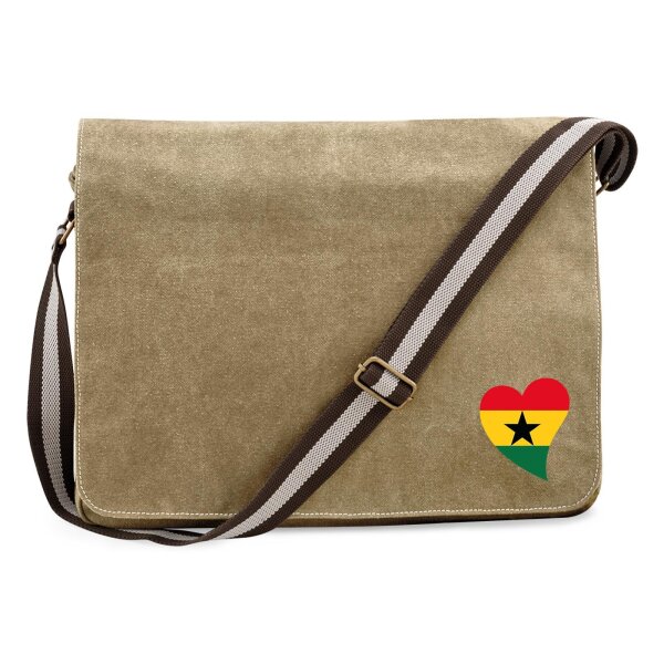 Umhängetasche Ghana Flagge Herz 14 Liter
