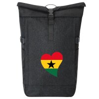 Kurierrucksack Ghana Flagge Herz 30-44 Liter Black Melange