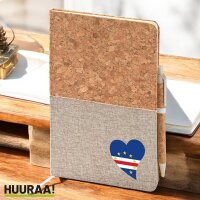 Notizbuch A5 Kap Verde Flagge Herz 80 Blatt inkl....
