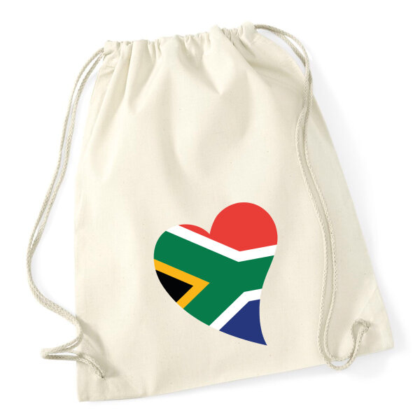 Turnbeutel Südafrika Flagge Herz 12 Liter