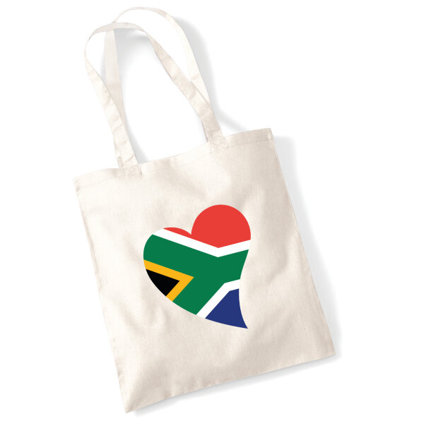 Jutebeutel Südafrika Flagge Herz 10 Liter