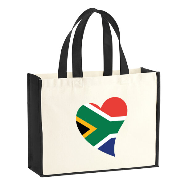Jutetasche Südafrika Flagge Herz 21 Liter Black