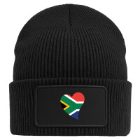 Beanie mit Patch Südafrika Flagge Herz Black