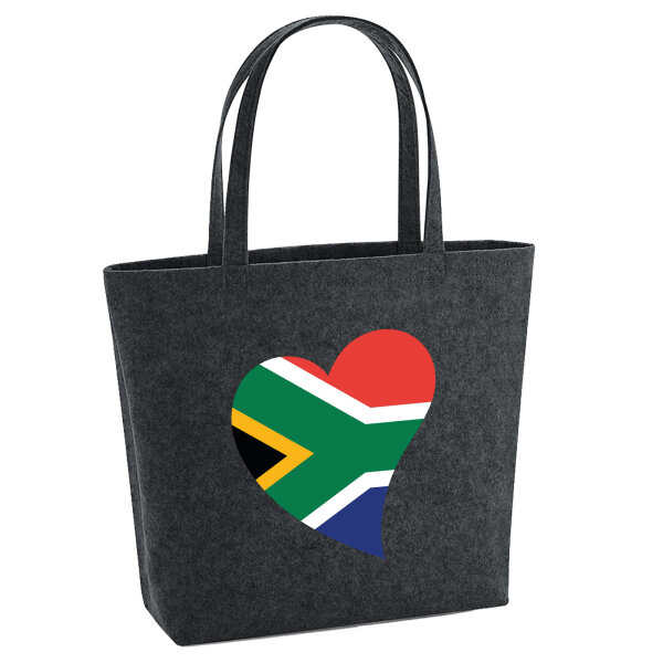 Filz Shopper Südafrika Flagge Herz 22 Liter