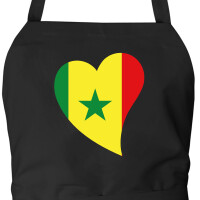 Schürze Senegal Flagge Herz mit Taschen