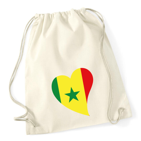 Turnbeutel Senegal Flagge Herz 12 Liter
