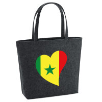 Filz Shopper Senegal Flagge Herz 22 Liter