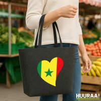 Filz Shopper Senegal Flagge Herz 22 Liter