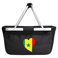 Einkaufskorb faltbar Senegal Flagge Herz 20 Liter Black