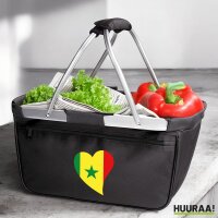 Einkaufskorb faltbar Senegal Flagge Herz 20 Liter Black