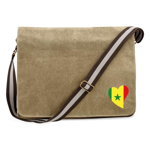 Umhängetasche Senegal Flagge Herz 14 Liter