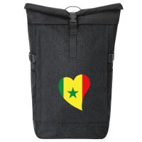 Kurierrucksack Senegal Flagge Herz 30-44 Liter Black Melange