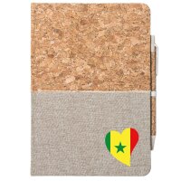 Notizbuch A5 Senegal Flagge Herz 80 Blatt inkl....