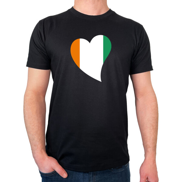 Herren T-Shirt Elfenbeinküste Flagge Herz