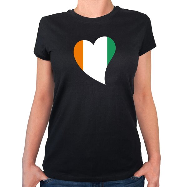 Damen T-Shirt Elfenbeinküste Flagge Herz