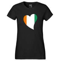 Damen T-Shirt Elfenbeinküste Flagge Herz