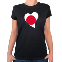 Damen T-Shirt Japan Flagge Herz