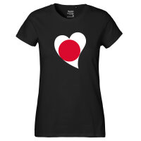 Damen T-Shirt Japan Flagge Herz