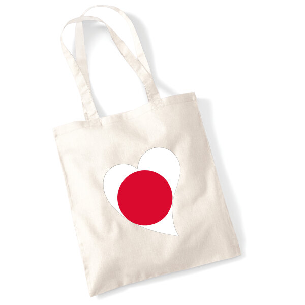 Jutebeutel Japan Flagge Herz 10 Liter