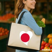 Jutetasche Japan Flagge Herz 21 Liter Black