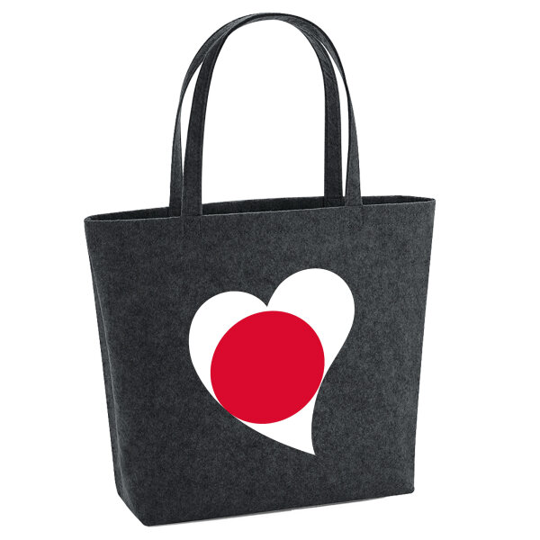 Filz Shopper Japan Flagge Herz 22 Liter